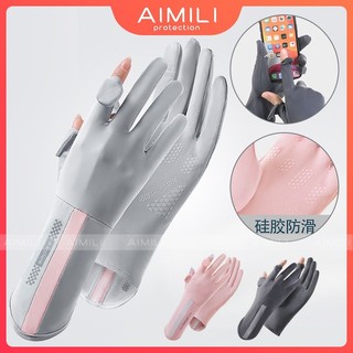 Găng Tay Chống Nắng / Tia UV Vải Lụa Lạnh Mỏng Thoáng Khí Chống Trượt Thời Trang Mùa Hè Hàng Mới 2024