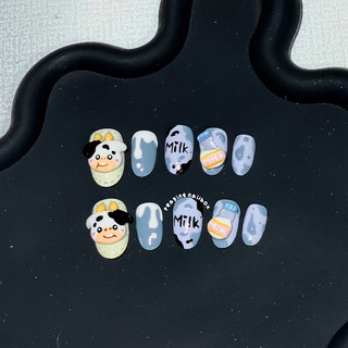 Nailbox thiết kế thủ công nặn gel nổi Bò sữa cute form ngắn được đổi form