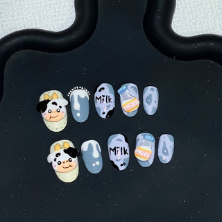 Nailbox thiết kế thủ công nặn gel nổi Bò sữa cute form ngắn được đổi form