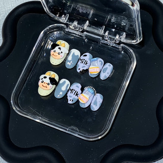 Nailbox thiết kế thủ công nặn gel nổi Bò sữa cute form ngắn được đổi form