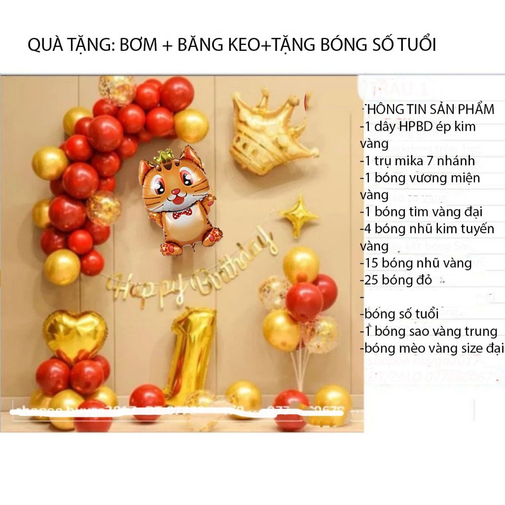 Product image (MIỄN SHIP)(TẶNG BÓNG TUỔI)Sét Bóng Bay Trang Trí Sinh Nhật Thôi Nôi Cho Bé Tuổi Mèo,trang trí sinh nhật cho bé 1 tuổi Mèo 13