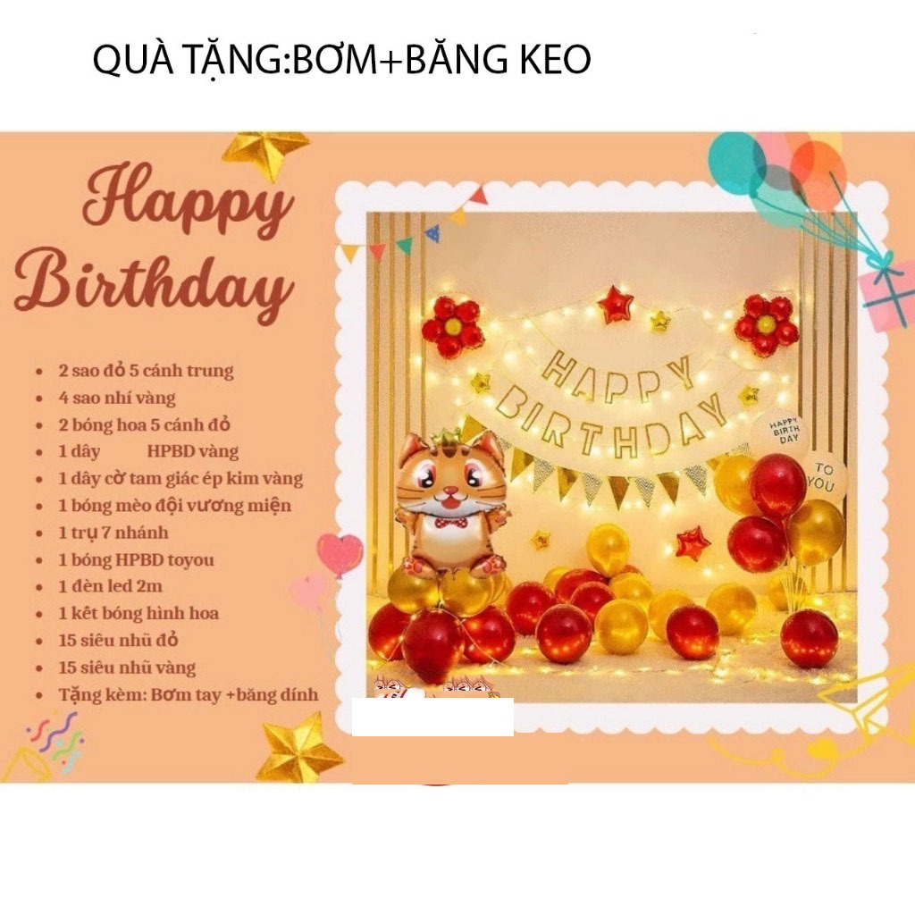 Product image (MIỄN SHIP)(TẶNG BÓNG TUỔI)Sét Bóng Bay Trang Trí Sinh Nhật Thôi Nôi Cho Bé Tuổi Mèo,trang trí sinh nhật cho bé 1 tuổi Mèo 34