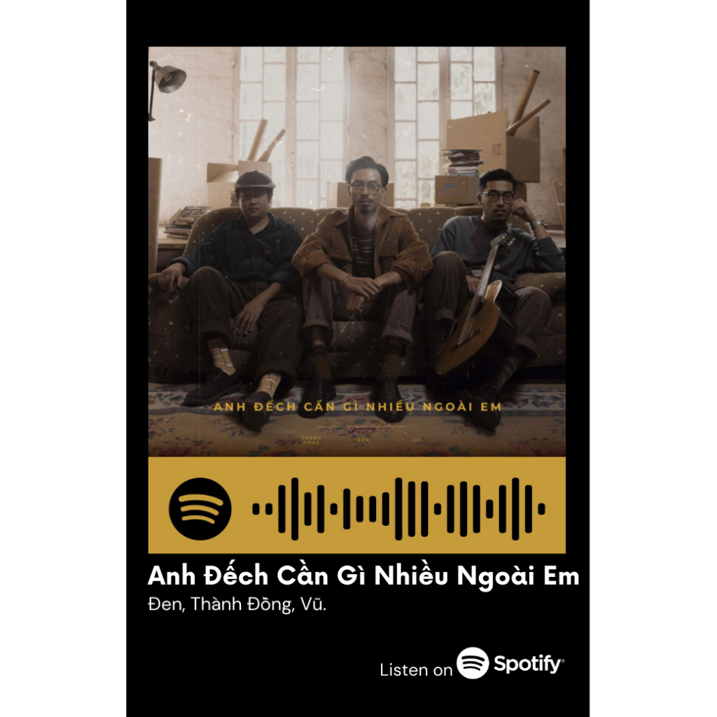 [Vui lòng đặt từ 2c]Thẻ Spotify ca sĩ Đen Vâu (có thể quét được mã)