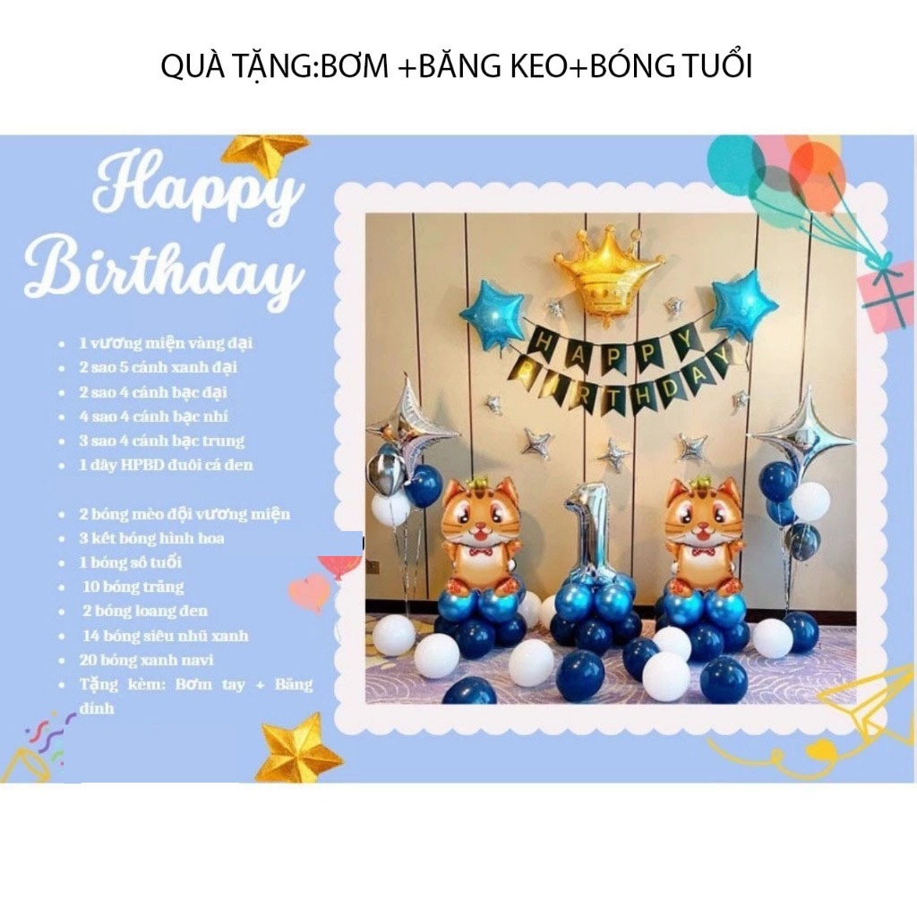 Product image (MIỄN SHIP)(TẶNG BÓNG TUỔI)Sét Bóng Bay Trang Trí Sinh Nhật Thôi Nôi Cho Bé Tuổi Mèo,trang trí sinh nhật cho bé 1 tuổi Mèo 40