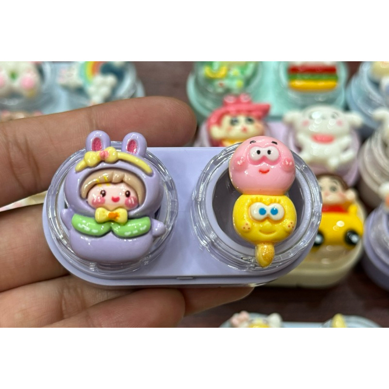 Khay Charm đựng lens Mèo trắng với thỏ kute Muneyes
