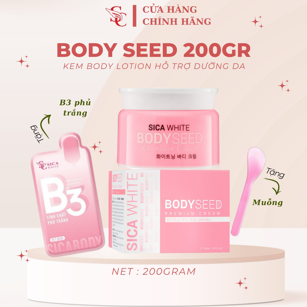 Chính Hãng Kem Body Mầm Gạo Sica white Body dưỡng trắng da kem BHA Shopee Việt Nam