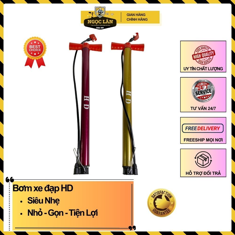 Bơm xe đạp giá rẻ, nhẹ và tiện dụng HD