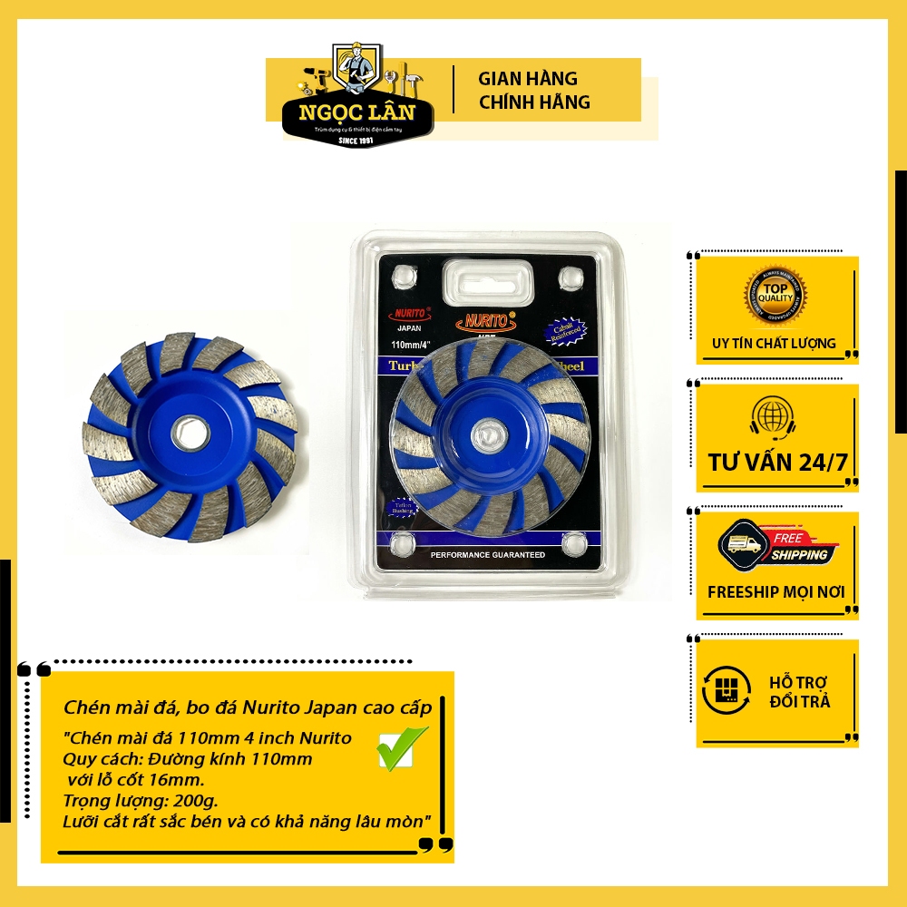 Chén mài đá, bo đá 110mm 4 inch Nurito Japan cao cấp