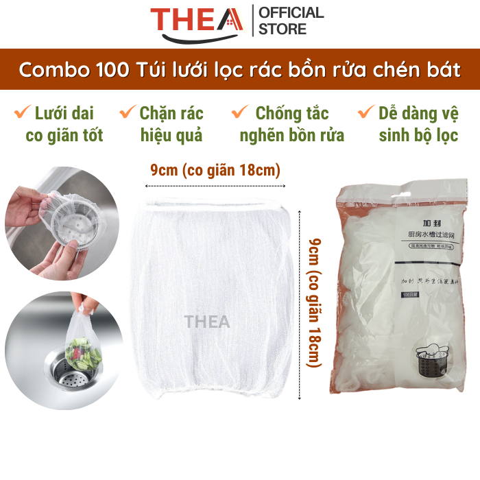 Combo 200 túi lưới lọc chặn rác đồ ăn thừa bồn rửa chén bát siêu dai ...