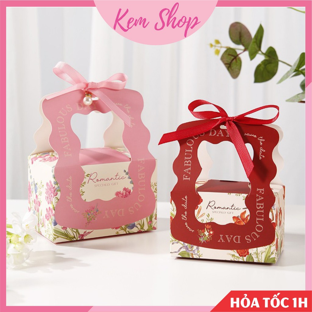 Set 5 hộp giấy đựng quà tặng, hộp đựng bánh kẹo cưới, quà cưới - Kemshop K8