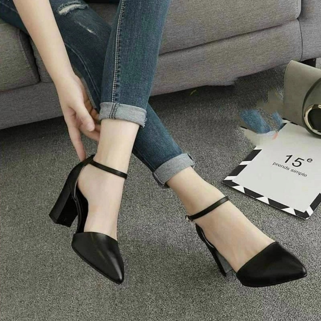 Giày cao gót nữ 5 phân, Sandal cao gót công sở basic mã H24