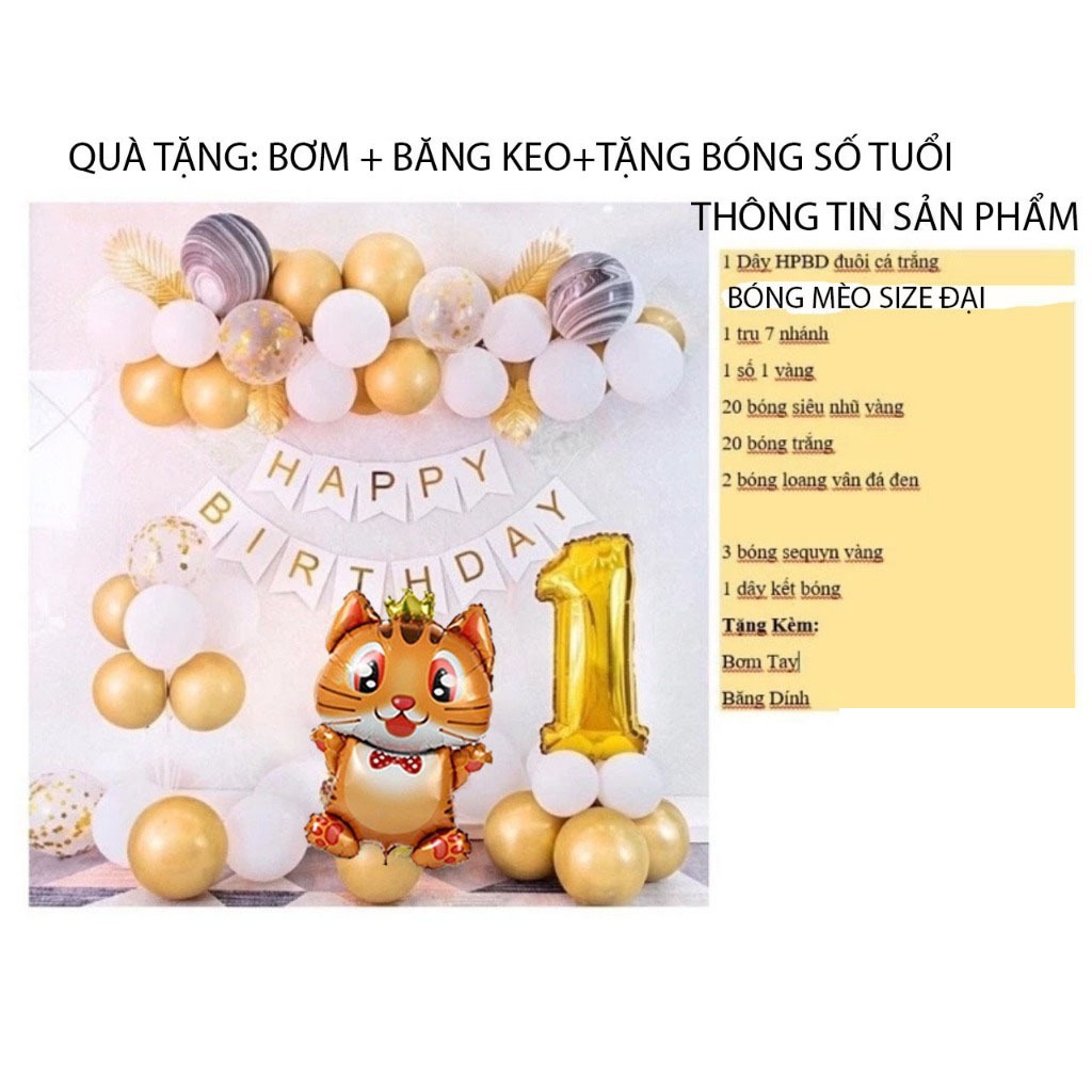 Product image (TẶNG BÓNG TUỔI) Sét Bóng Bay Trang Trí Sinh Nhật Thôi Nôi Cho Bé Tuổi mèo, sinh nhật cho bé 1 tuổi Cat 9