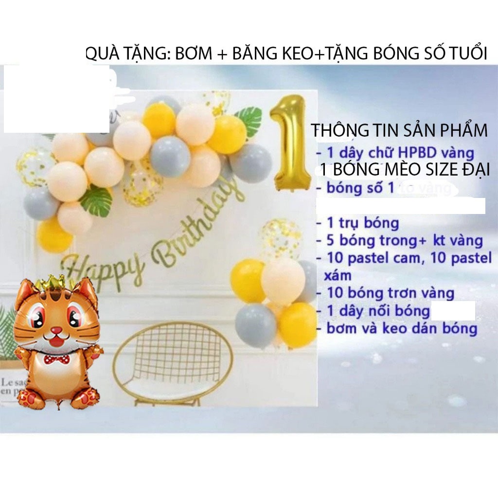 Product image (TẶNG BÓNG TUỔI) Sét Bóng Bay Trang Trí Sinh Nhật Thôi Nôi Cho Bé Tuổi mèo, sinh nhật cho bé 1 tuổi Cat 10