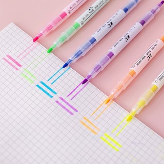 BUJO - BST Bút light sáng/ Bút Dạ Quang 2 đầu - 6 màu mực tự chọn tươi sáng - Lẻ và bộ ♥ Bút Highlight thân thon dài