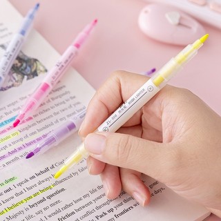 BUJO - BST Bút light sáng/ Bút Dạ Quang 2 đầu - 6 màu mực tự chọn tươi sáng - Lẻ và bộ ♥ Bút Highlight thân thon dài