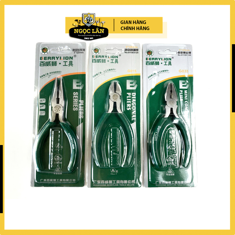 Kìm nhọn, kìm cắt, kìm điện 5 inch 125mm BerryLion cao cấp