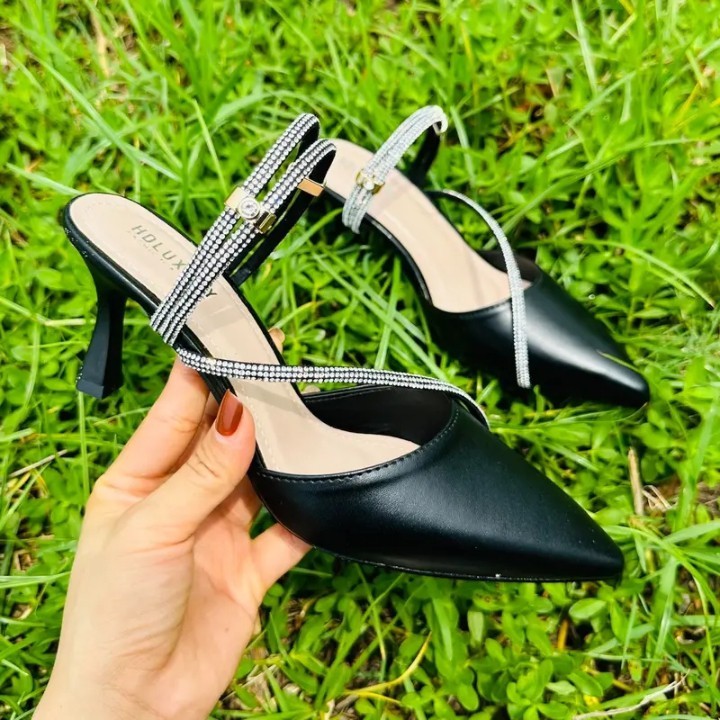 Giày cao gót 7 phân, sandal nữ bít mũi dây quai đá  hottrend mã H28