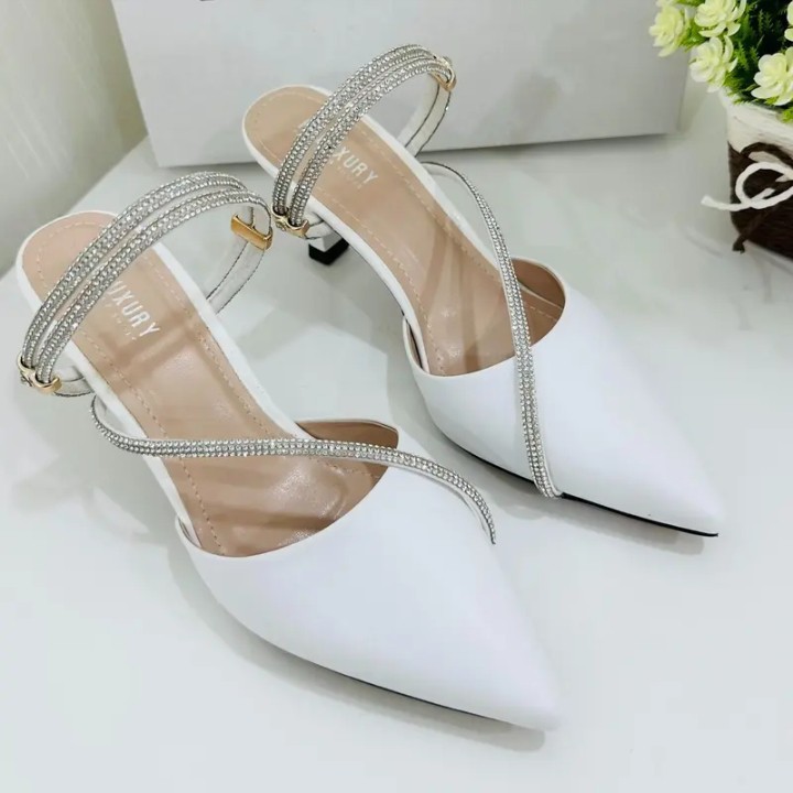 Giày cao gót 7 phân, sandal nữ bít mũi dây quai đá  hottrend mã H28
