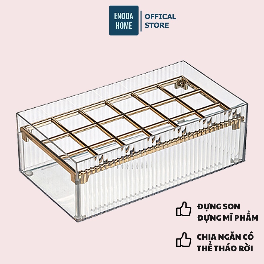 Hộp Đựng Đồ Trong Suốt ENODA HOME, Hộp Đựng Son Chia Ngăn 18 Ô Siêu Sang Chảnh R003