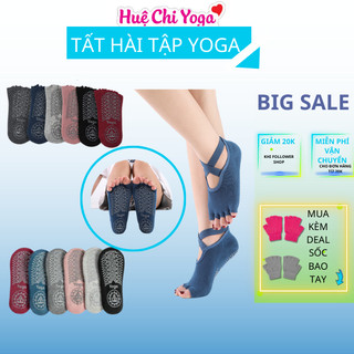 Tất Tập Yoga  - Vớ Tập Yoga , barre , pilates quai chéo thấm mồ hôi gắn hạt silicon chống trơn trượt quai chéo kín ngón