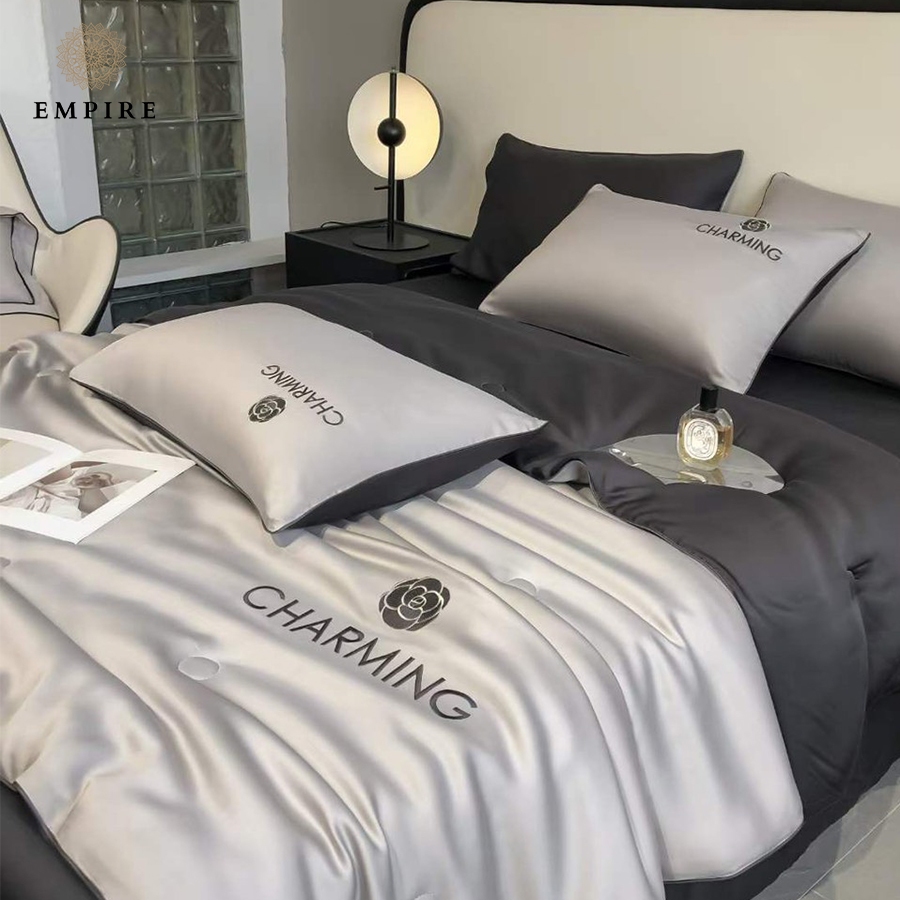Bộ chăn ga gối nệm 4 món phi lụa EMPIRE cao cấp thoáng mát thấm hút mồ hôi - EMPIRE Bedding & Decor