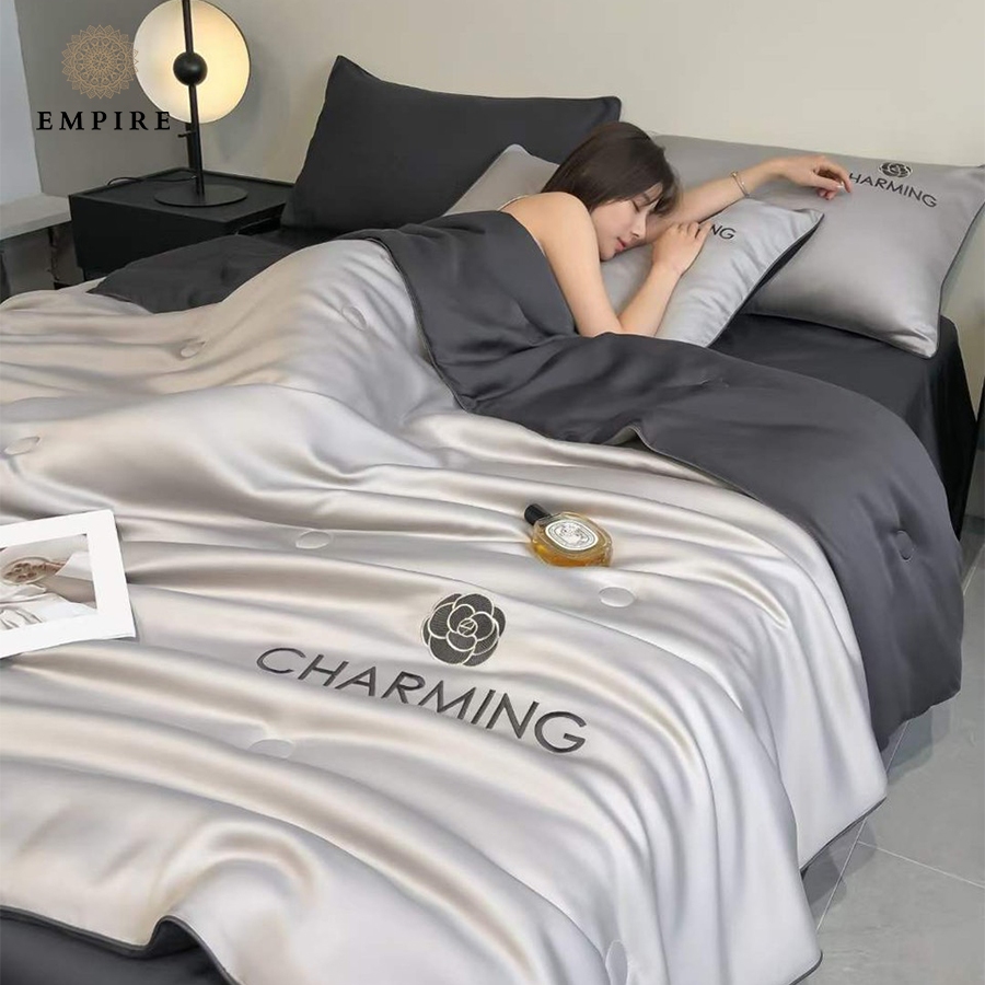 Bộ chăn ga gối nệm 4 món phi lụa EMPIRE cao cấp thoáng mát thấm hút mồ hôi - EMPIRE Bedding & Decor
