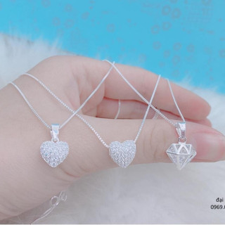 dây chuyền nữ, bạc 925 sáng đẹp đính đá lấp lánh - jena sliver