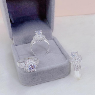 nhẫn blink cao to , đính đá lấp lánh , bạc ta - jena sliver