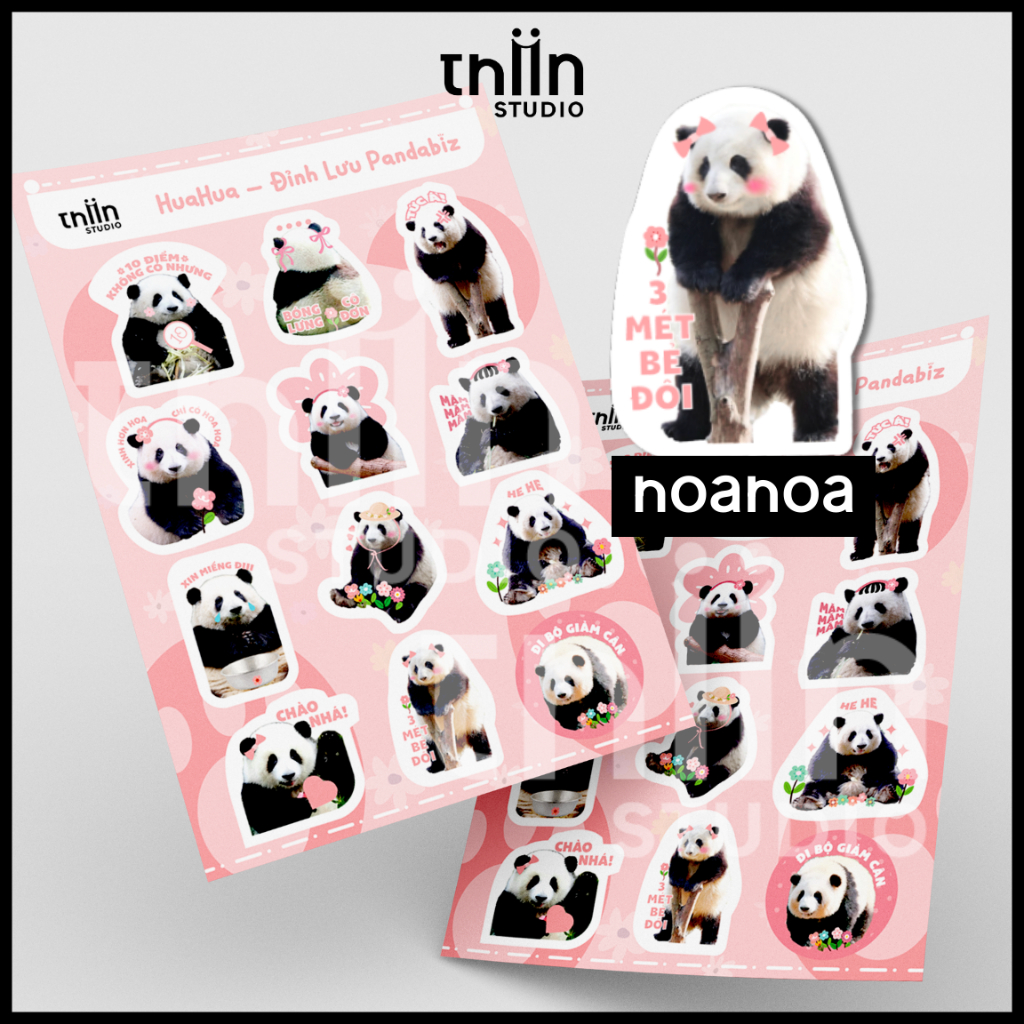 Sticker Gấu Trúc HoaHoa (HuaHua) THIIN STUDIO, hình dán chống nước ...