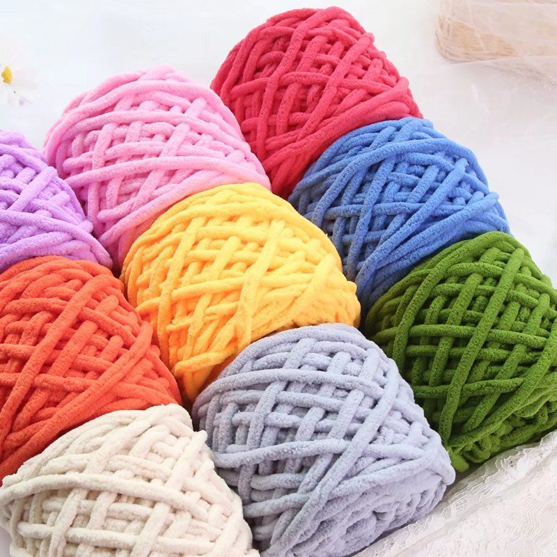 [Có màu loang] Len nhung đũa len bông sữa 100gr đan móc handmade thú bông