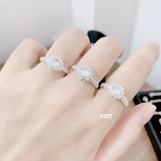 nhẫn sen 3 hàng đá new , bạc ta , dày dặn - jena sliver