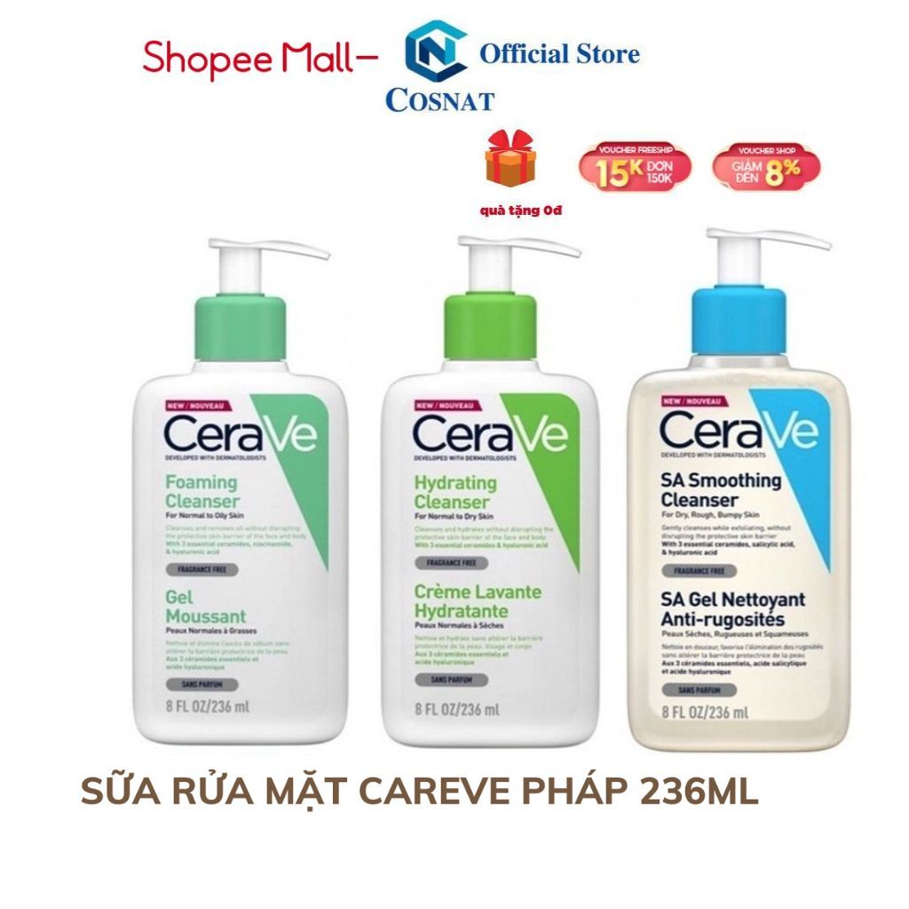 Sữa rửa mặt Cerave Foaming Cleanser 236ML giúp làm sạch sâu dành cho da ...