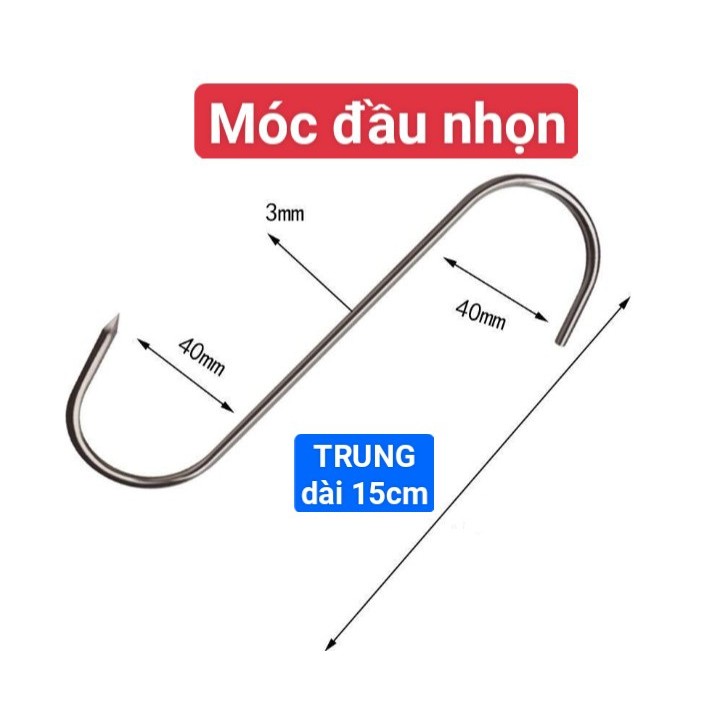 Móc Thịt Hình Chữ S Inox Dày 3mm Móc Nhọn Các Loại Thịt, Móc Tròn Treo ...