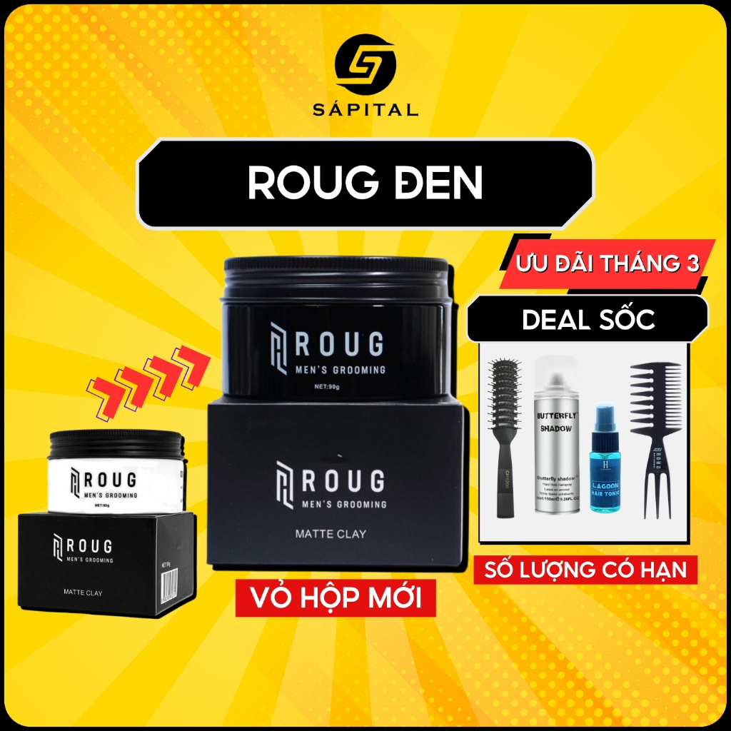 [BẢN MỚI 2024] Sáp vuốt tóc nam ROUG Matte Clay | Roug đen thơm giữ nếp ...