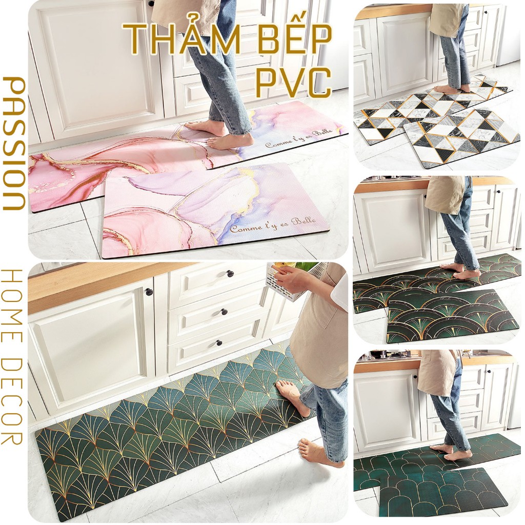 Thảm Bếp PVC Chống Thấm Chống Trượt Họa Tiết Bắc Âu Sang Trọng