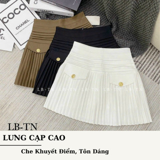 Chân váy tennis xếp ly nữ dáng xòe lưng cao kèm nắp túi và khuy phong cách Hàn Quốc 190 - XMTL