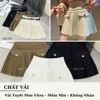 Chân váy tennis xếp ly nữ dáng xòe lưng cao kèm nắp túi và khuy phong cách Hàn Quốc 190 - XMTL