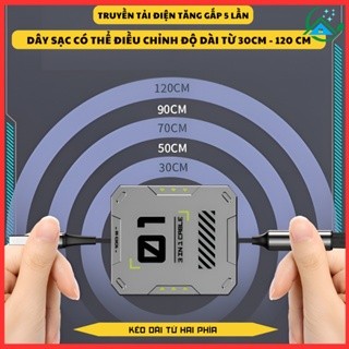 Dây cáp sạc nhanh 6A 3 trong 1 cuộn dây chống rối - kéo rút dễ dàng sạc nhanh 100w, hộp kim loại cao cấp