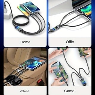 Dây cáp sạc siêu nhanh 3 đầu 100W SOPMEDIA Micro USB Type C 3 trong 1 dây cáp dữ liệu trong suốt màn hình kỹ thuật số