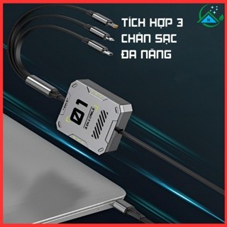 Dây cáp sạc nhanh 6A 3 trong 1 cuộn dây chống rối - kéo rút dễ dàng sạc nhanh 100w, hộp kim loại cao cấp