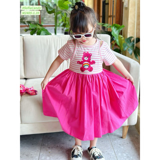 (Ảnh thật/ hàng loại 1) Đầm gấu dâu Lotso kẻ cổ yếm cho bé gái 10-40kg Mia kids