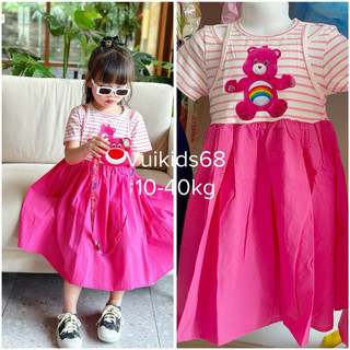 (Ảnh thật/ hàng loại 1) Đầm gấu dâu Lotso kẻ cổ yếm cho bé gái 10-40kg Mia kids