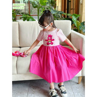 (Ảnh thật/ hàng loại 1) Đầm gấu dâu Lotso kẻ cổ yếm cho bé gái 10-40kg Mia kids