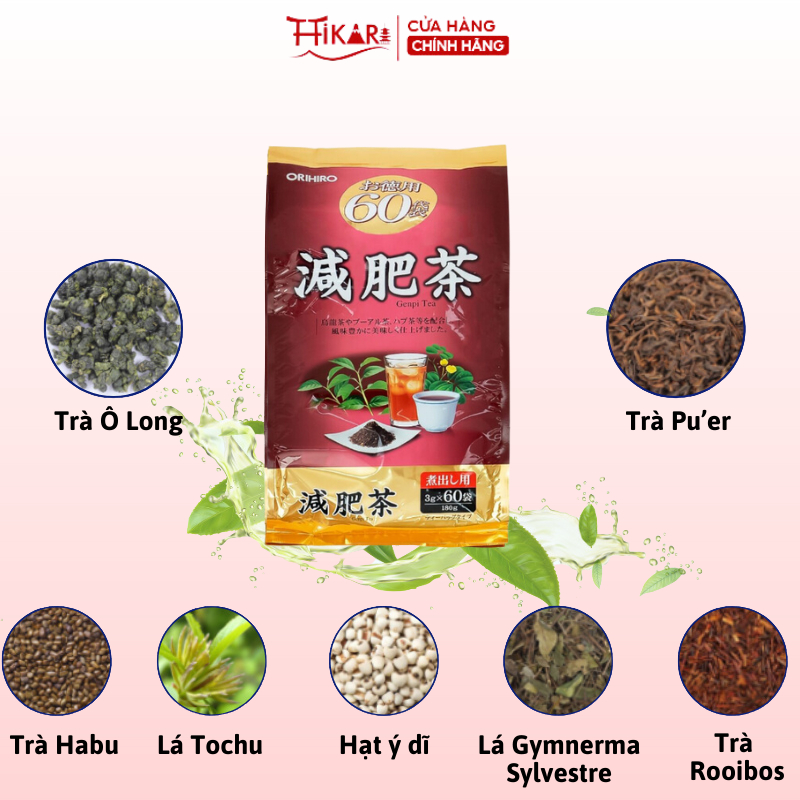 Ảnh Trà Genpi Orihiro hỗ trợ giảm mỡ thừa chính hãng Nhật Bản - túi 60 gói 2