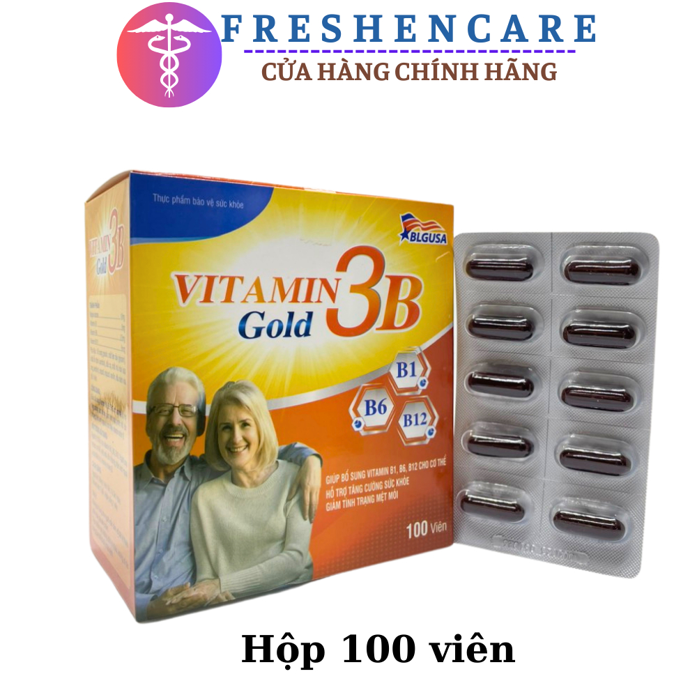 VITAMIN 3B GOLD Giúp bồi bổ cơ thể, bổ sung vitamin B1, B6, B12 Hộp