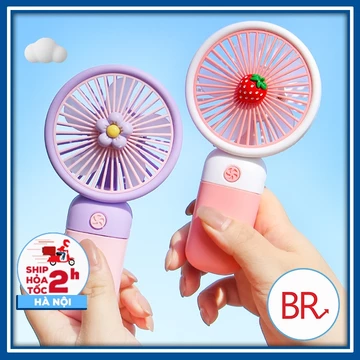 Quạt mini cầm tay tích điện hình Hoa 3 chế độ gió - Quạt cầm tay mini có đế để bàn, Quạt tích điện nhỏ gọn bỏ túi 02169