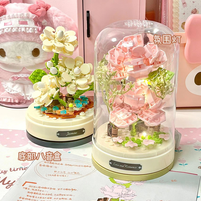 Ảnh Combo đồ chơi lắp ráp bông hoa kèm hộp nhạc chuyển động 2