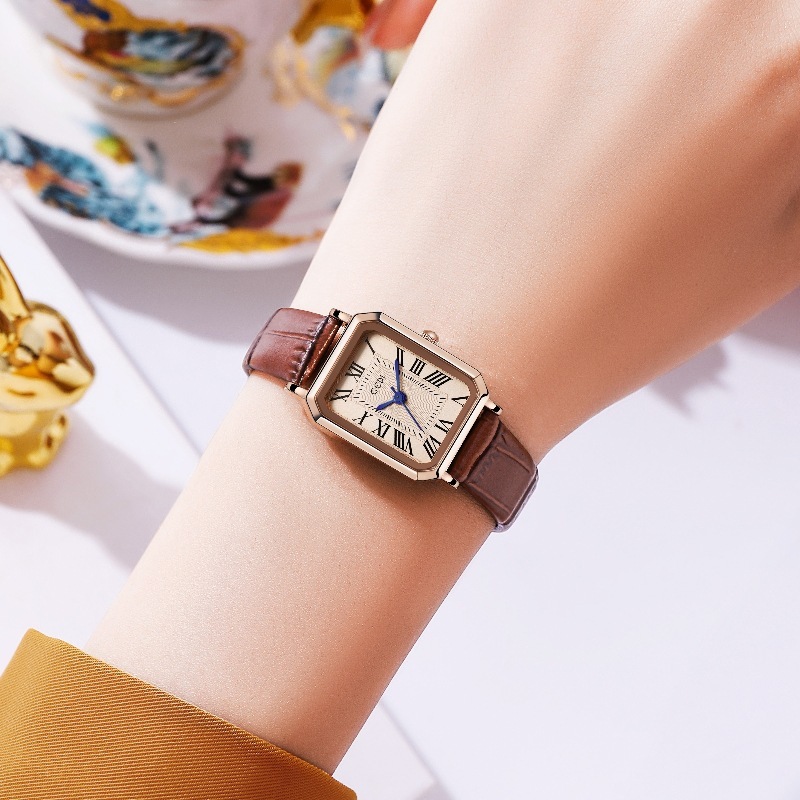 Đồng hồ nữ dây da mặt vuông thời trang vintage, đồng hồ đeo tay cường lực chống xước bảo hành 12 tháng | BigBuy360 - bigbuy360.vn