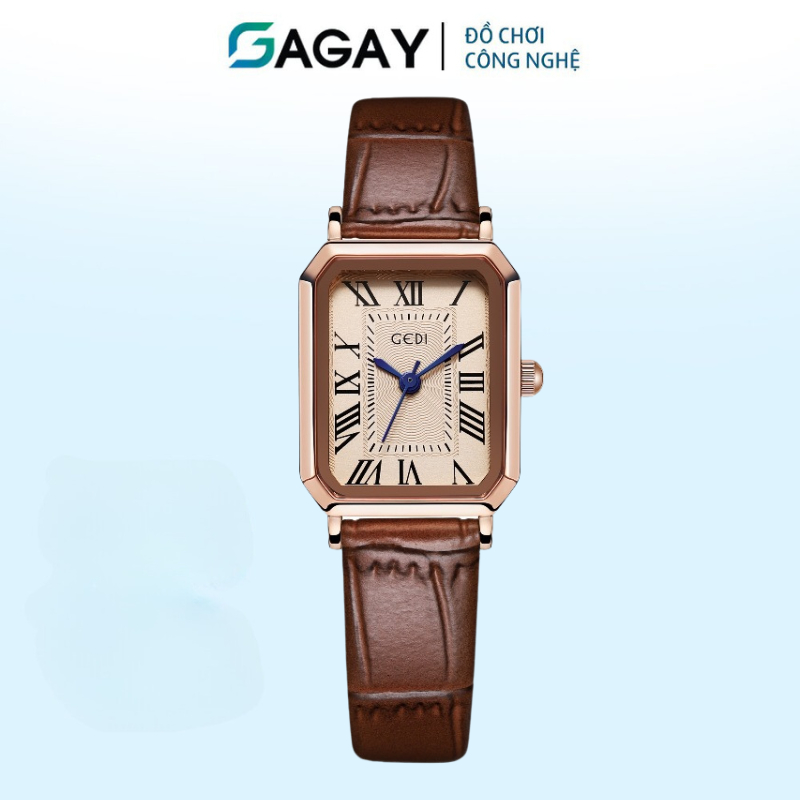 Đồng hồ nữ dây da mặt vuông thời trang vintage, đồng hồ đeo tay cường lực chống xước bảo hành 12 tháng | BigBuy360 - bigbuy360.vn