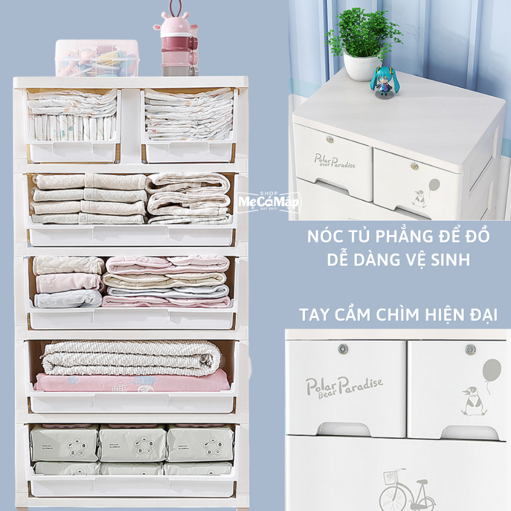 Tủ Nhựa Cho Bé Pakey Chính Hãng, Tủ Quần Áo Trẻ Em Nhiều Ngăn Có Bánh Xe, Mẫu Mới Nhất 2026